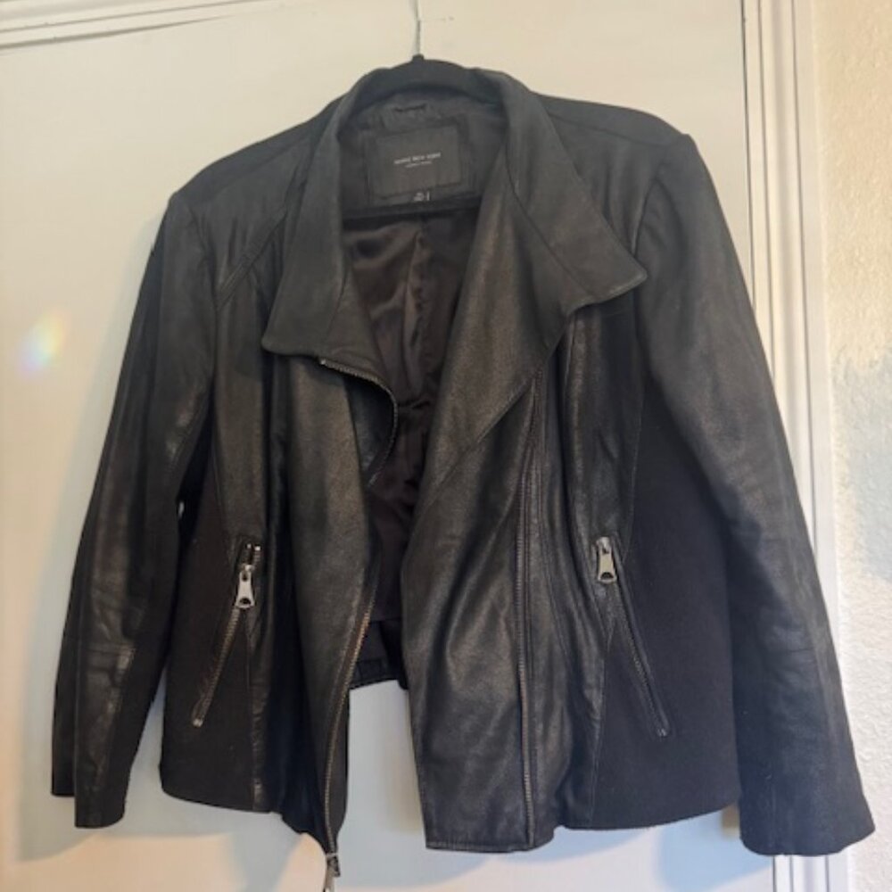 Marc New York by Andrew Marc Womens XL Asymmetrical Leather Moto Jacket Black